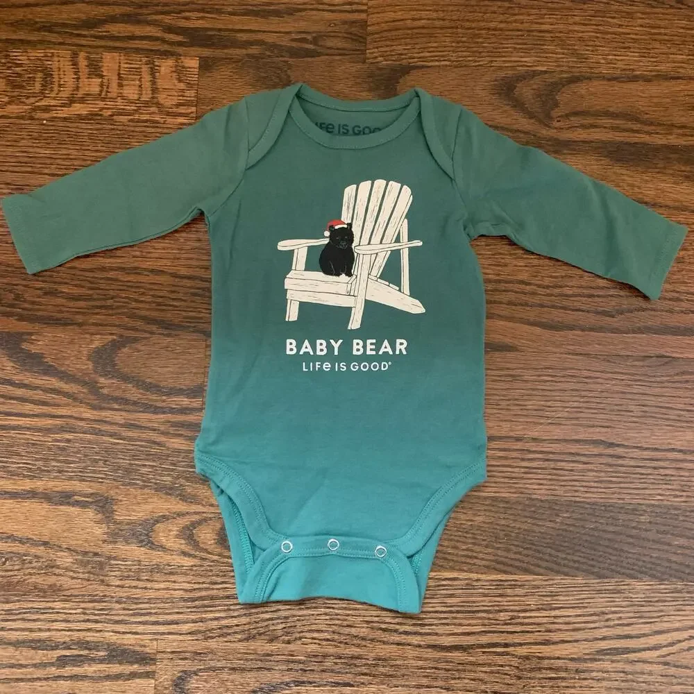 NWT Life is Good Baby Bear LS Green Onesie | 3-6 Months